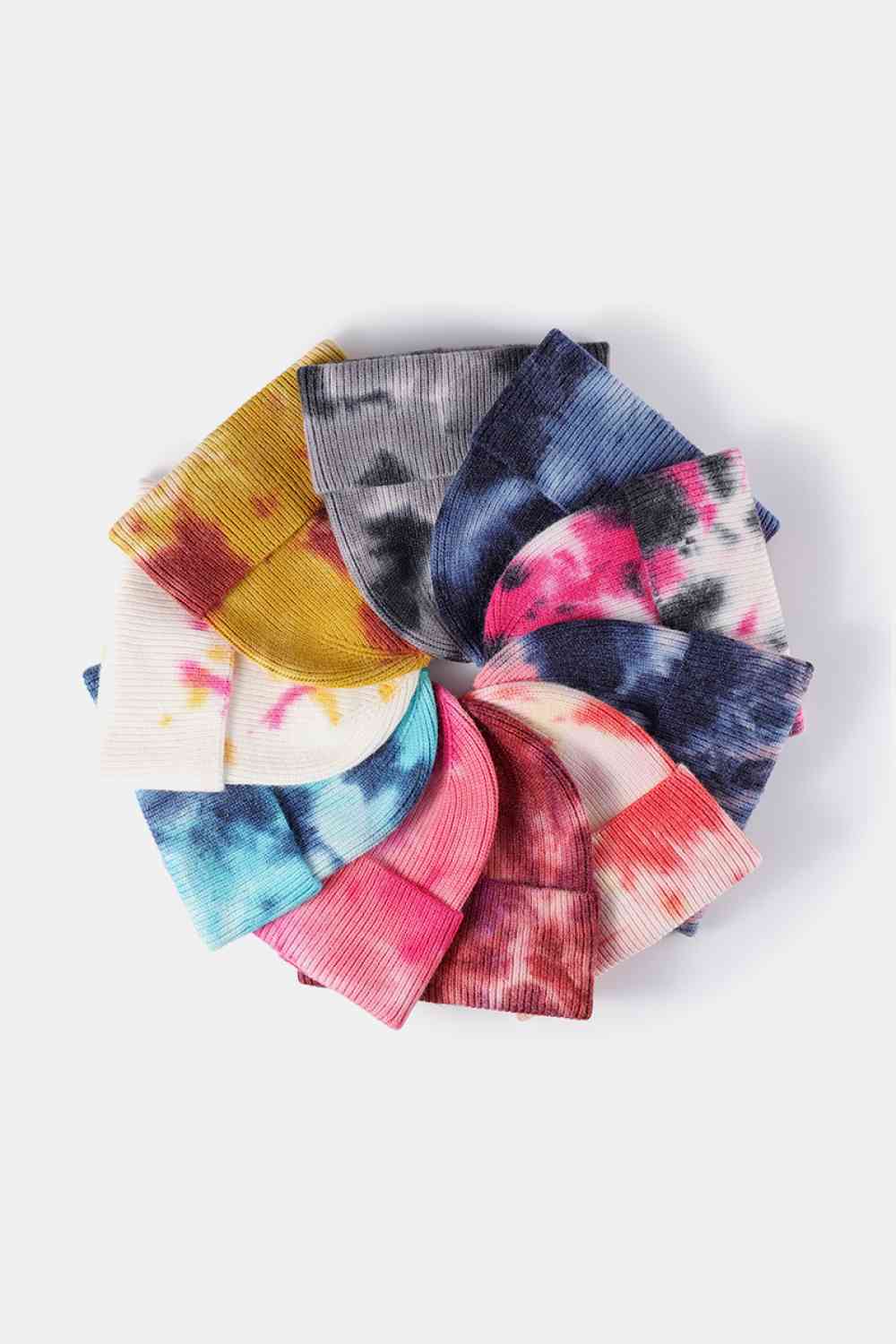 Tie-Dye Cuffed Rib-Knit Beanie Hat - Damned Threads